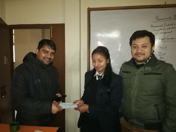 1591900249 261 Scholarship distribution to Sujita poudel college topper of BSW II