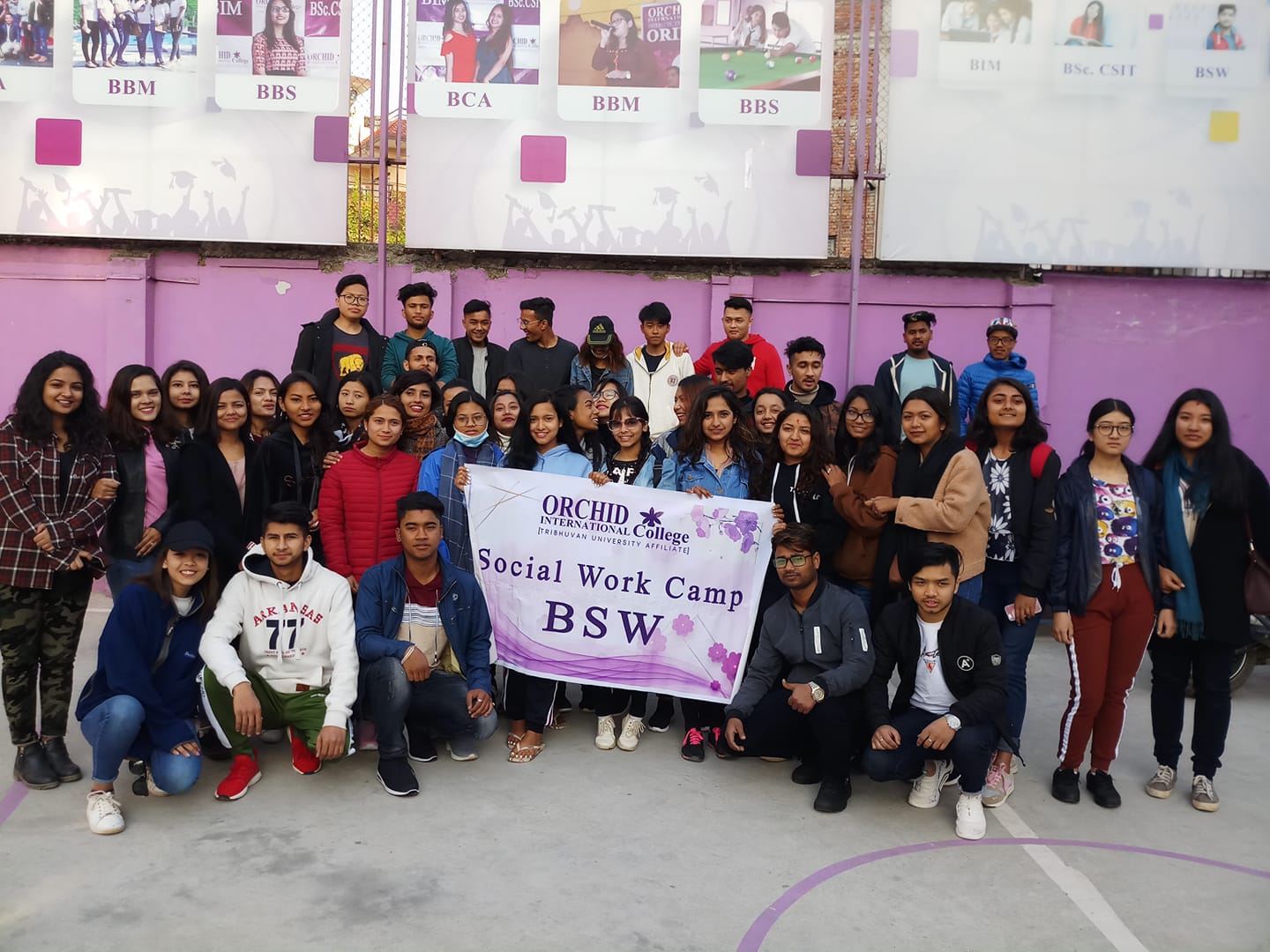 BSW First Year students are ready to move toward Lamjung