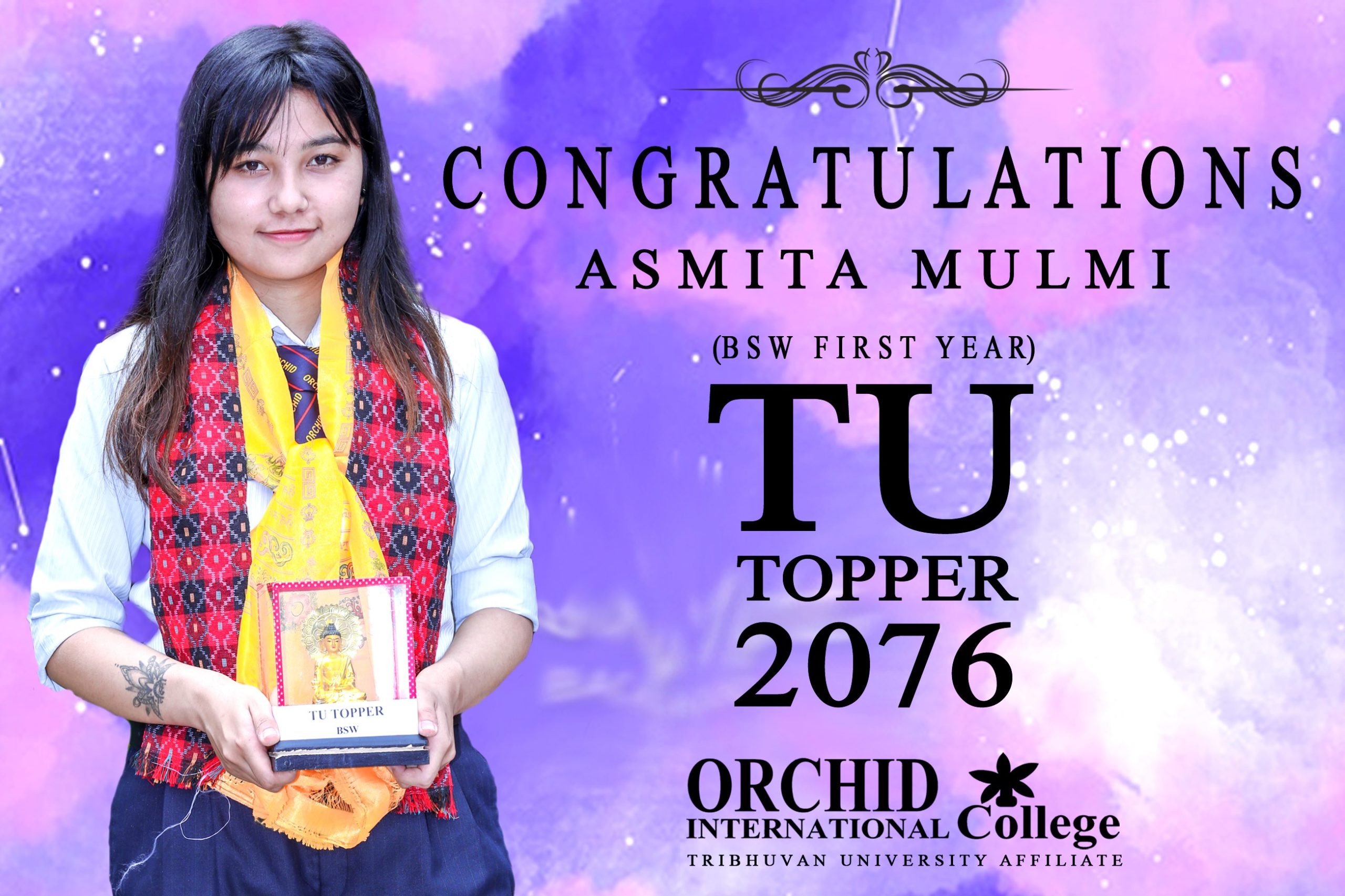 Congratulations Asmita Mulmi Bsw 1st Year Tu Topper