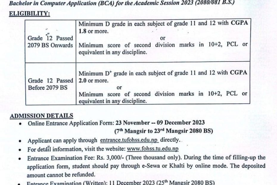 BCA Re-entrance Form Fill up Notice 2080